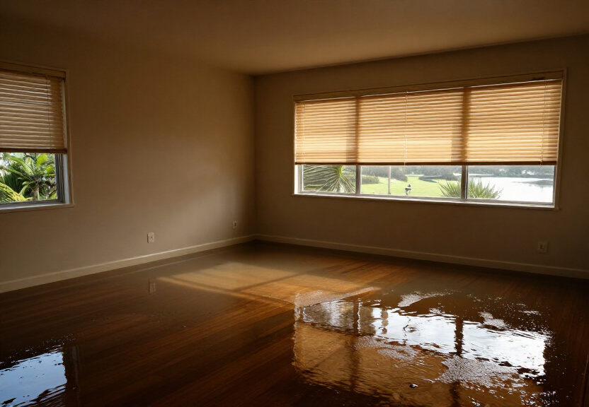 Water-damaged office in Menai before drying