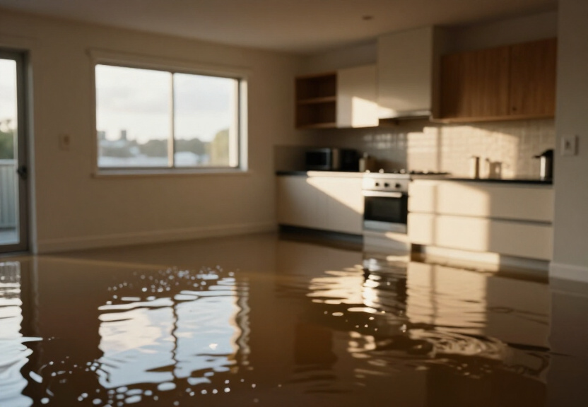 Flooded retail store in Menai before cleanup